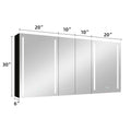 60X30 Inch Led Bathroom Medicine Cabinet Surface Mount Double Door Lighted Medicine Cabinet, Medicine Cabinets For Bathroom With Mirror Defogging, Dimmer Black Black Modern Aluminium