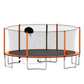 16Ft Trampoline With Basketball Hoop Pump And Ladder Inner Safety Enclosure With Soccer Goal Orange Orange Steel