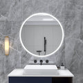 32 in. Round Wall Mounted Dimmable LED Bathroom Vanity silver-glass