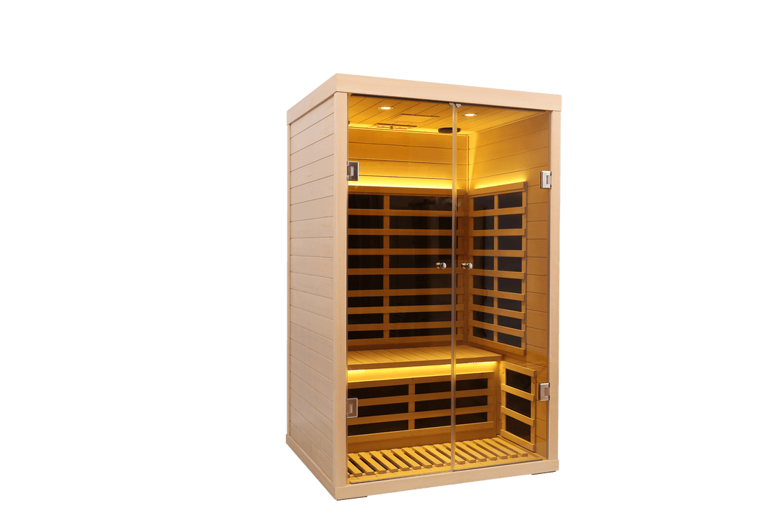 Low Emf Two Person Wide Space Hemlock Double Doors Great Glass Luxury Indoor Natural Wood Metal & Wood