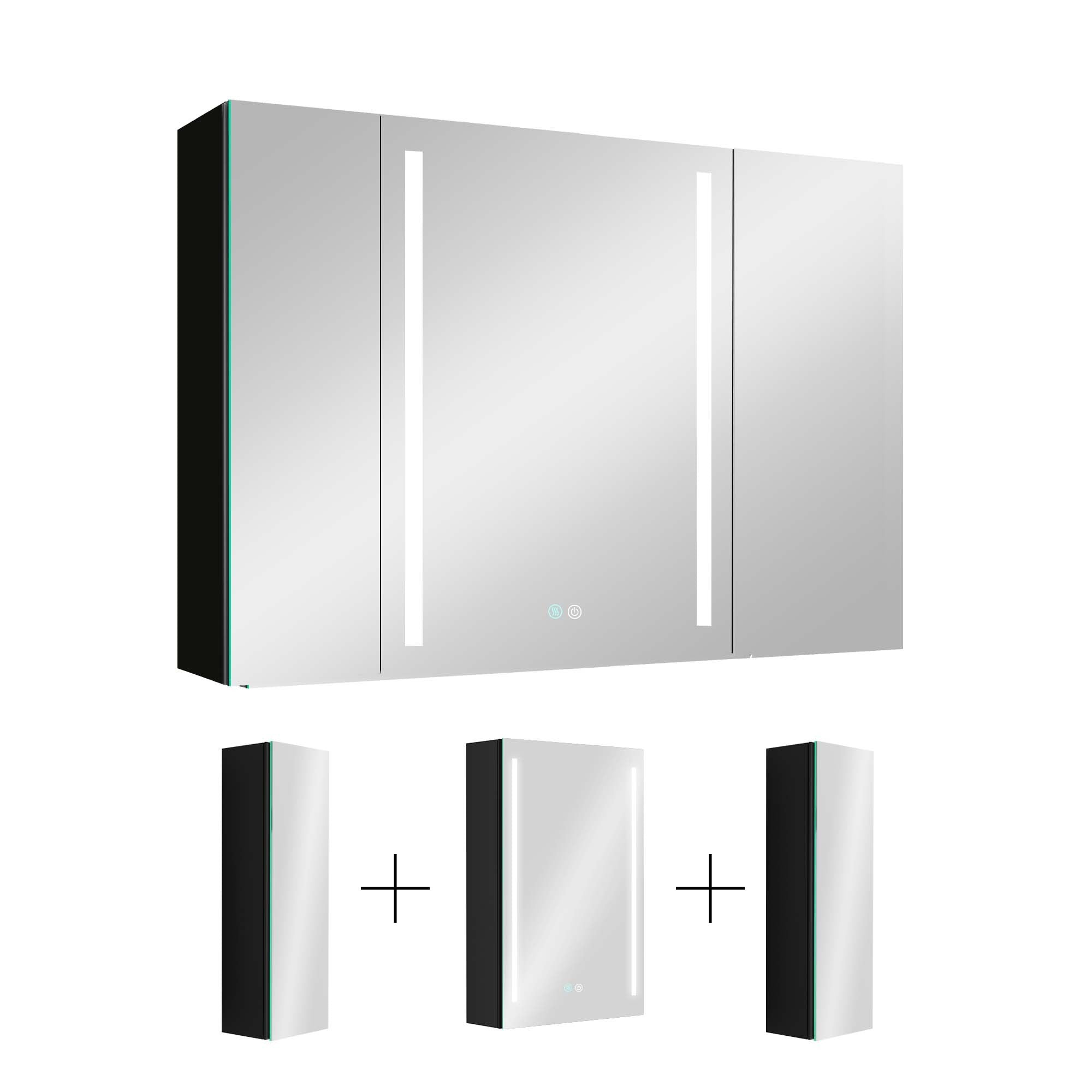 40x30 Inch LED Bathroom Medicine Cabinet Surface Mount black-modern-aluminium