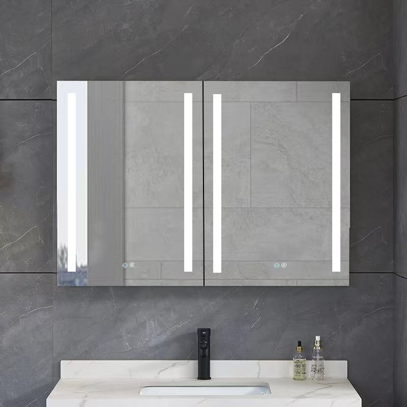 40x30 Inch LED Bathroom Medicine Cabinet Surface Mount black-modern-aluminium