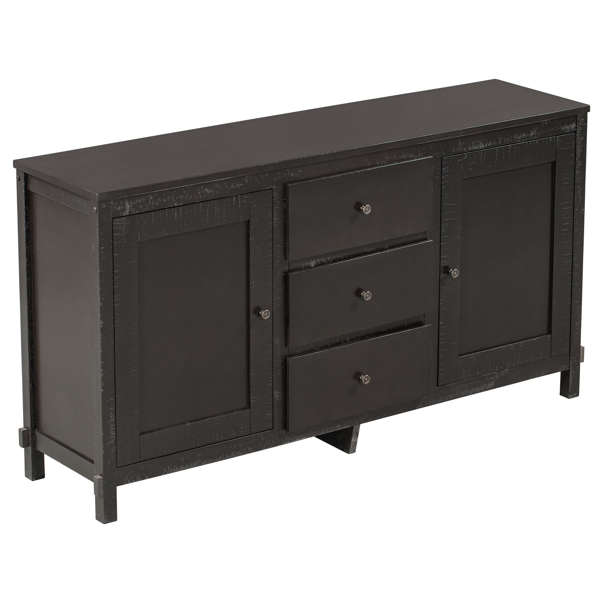 Retro Solid Wood Buffet Cabinet with 2 Storage espresso-solid wood