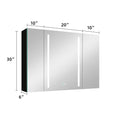 40X30 Inch Led Bathroom Medicine Cabinet Surface Mount Double Door Lighted Medicine Cabinet, Medicine Cabinets For Bathroom With Mirror Defogging, Dimmer Black Black Modern Aluminium