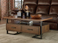 Contemporary Design Unique Frame 1Pc Coffee Table With Drawers Walnut Finish Wood And Rustic Black Metal Finish Living Room Furniture Walnut Black Primary Living Space Contemporary Metal & Wood