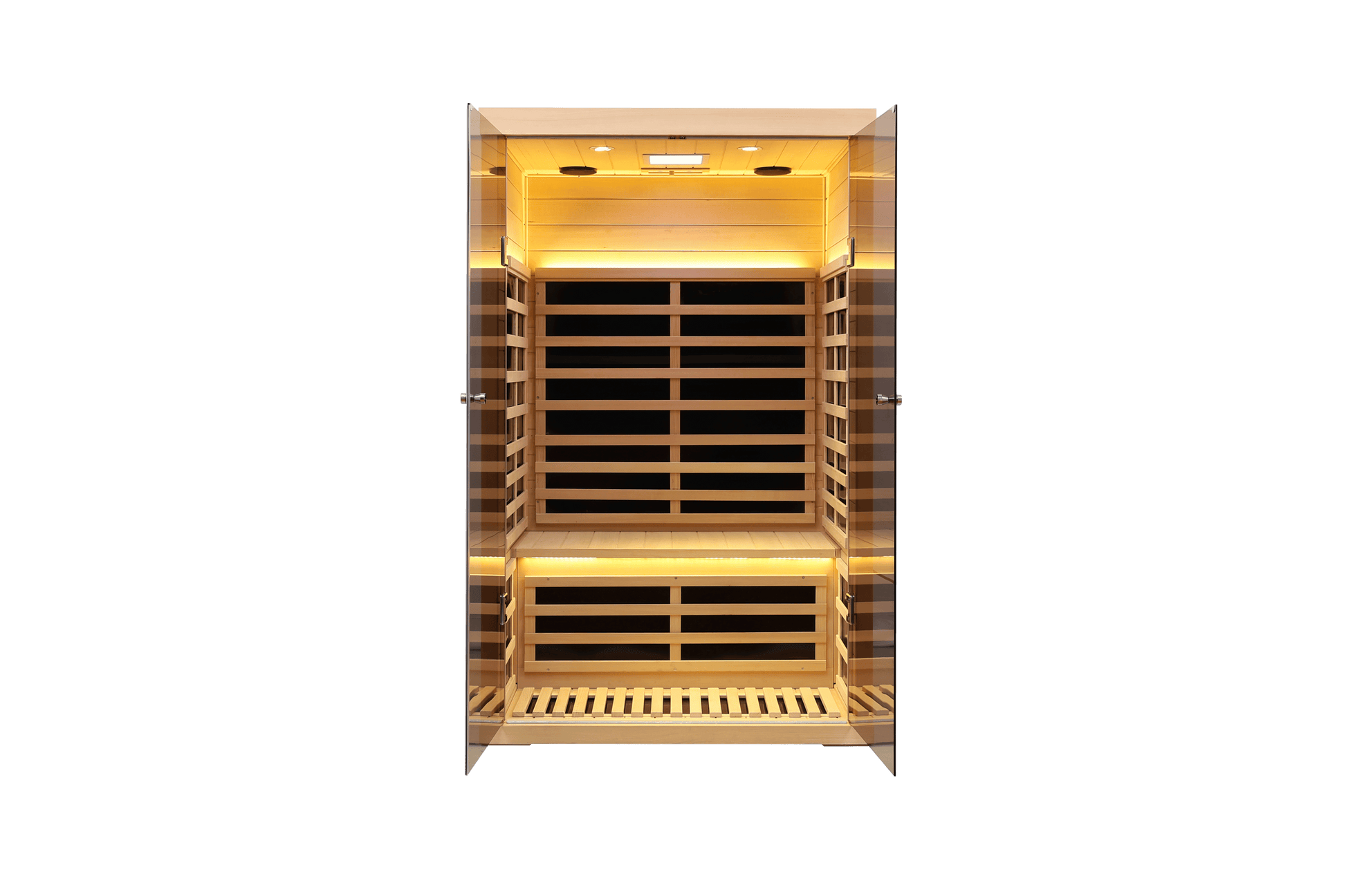 Low Emf Two Person Wide Space Hemlock Double Doors Great Glass Luxury Indoor Natural Wood Metal & Wood