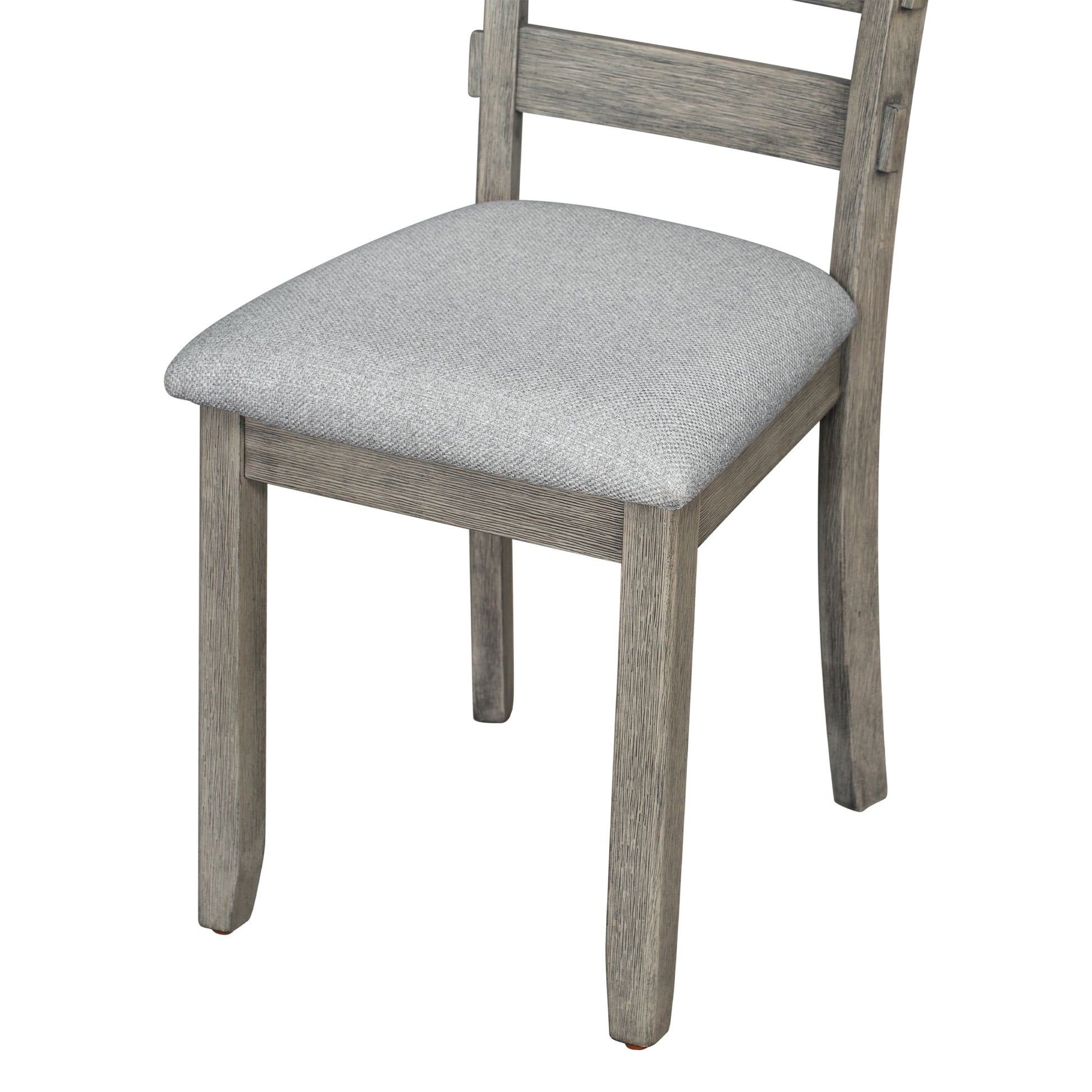 6 Piece Rubber Wood Dining Table Set With Beautiful Wood Grain Pattern Tabletop Solid Wood Veneer And Soft Cushion Gray Gray Solid Wood