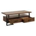 Contemporary Design Unique Frame 1Pc Coffee Table With Drawers Walnut Finish Wood And Rustic Black Metal Finish Living Room Furniture Walnut Black Primary Living Space Contemporary Metal & Wood