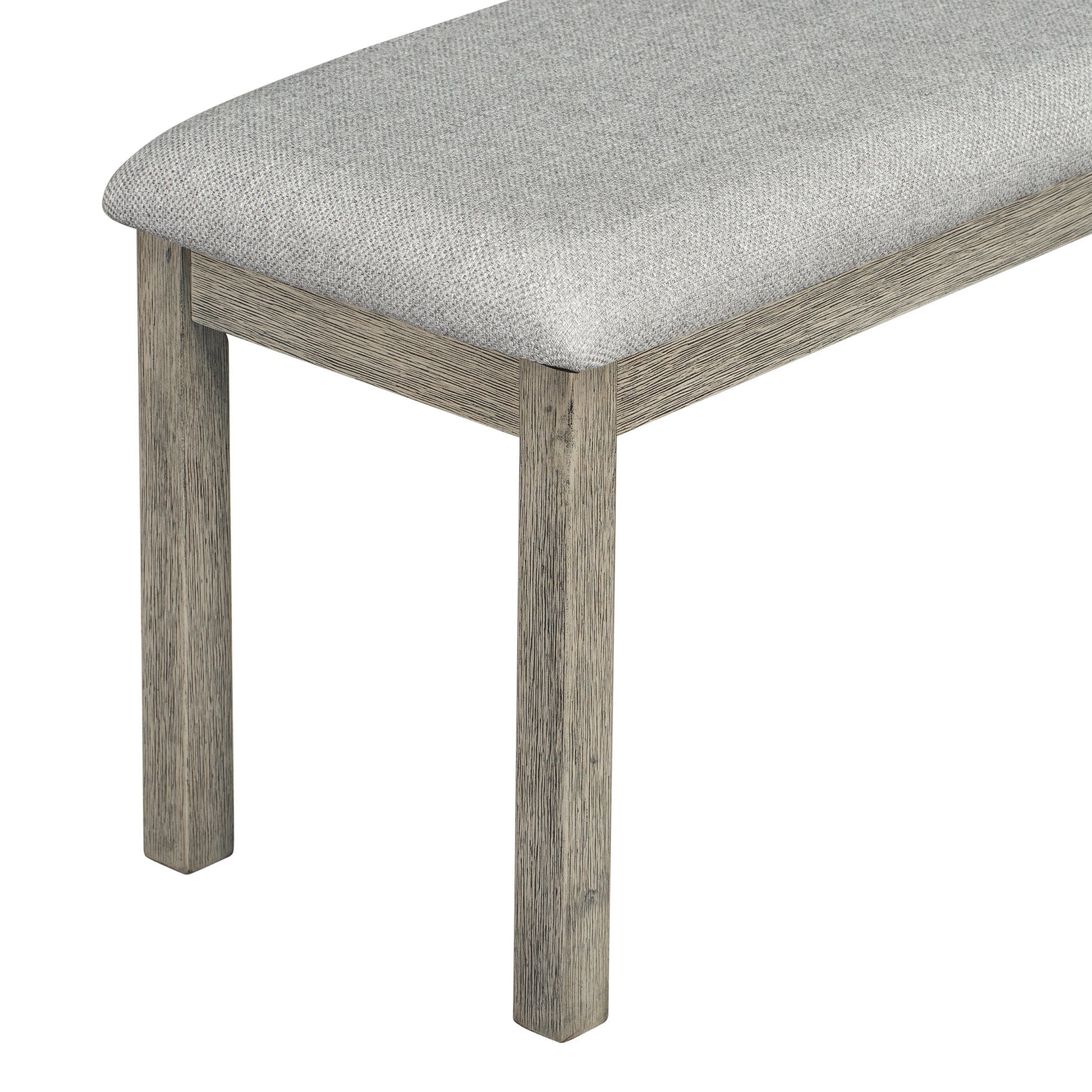 6 Piece Rubber Wood Dining Table Set With Beautiful Wood Grain Pattern Tabletop Solid Wood Veneer And Soft Cushion Gray Gray Solid Wood