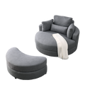 Video Welike Swivel Accent Barrel Modern Dark Grey Sofa Lounge Club Big Round Chair With Storage Ottoman Linen Fabric For Living Room Hotel With Pillows Dark Grey Foam Fabric