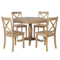 Modern Dining Table Set For 4,Round Table And 4 Kitchen Room Chairs,5 Piece Kitchen Table Set For Dining Room,Dinette,Breakfast Nook,Natural Wood Wash Natural Wood Wash Mdf Solid Wood Mdf