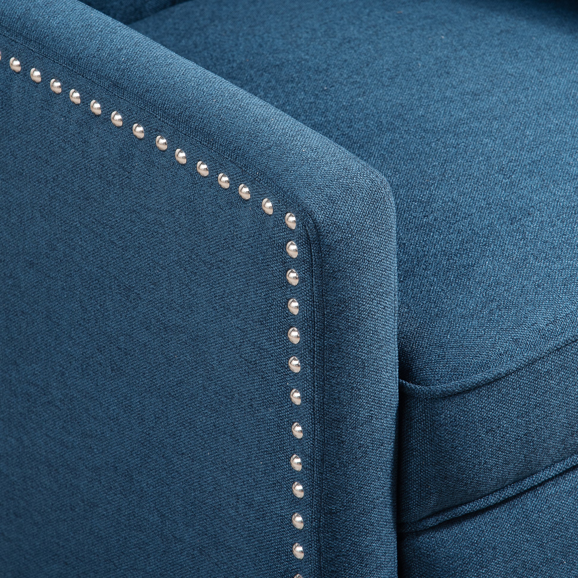 27.16" Wide Manual Wing Chair Recliner Blue Polyester