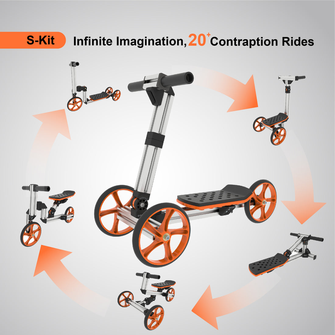 Kidrock Constructible Kit 20 In 1 Kids Balance Bike No Pedals Toys For 1 To 4 Year Old Engineering Building Kit Kids Sit Stand Scooter Most Popular S Kit Not Electric Silver Aluminum