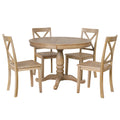 Modern Dining Table Set For 4,Round Table And 4 Kitchen Room Chairs,5 Piece Kitchen Table Set For Dining Room,Dinette,Breakfast Nook,Natural Wood Wash Natural Wood Wash Mdf Solid Wood Mdf