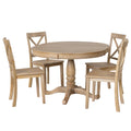 Modern Dining Table Set For 4,Round Table And 4 Kitchen Room Chairs,5 Piece Kitchen Table Set For Dining Room,Dinette,Breakfast Nook,Natural Wood Wash Natural Wood Wash Mdf Solid Wood Mdf