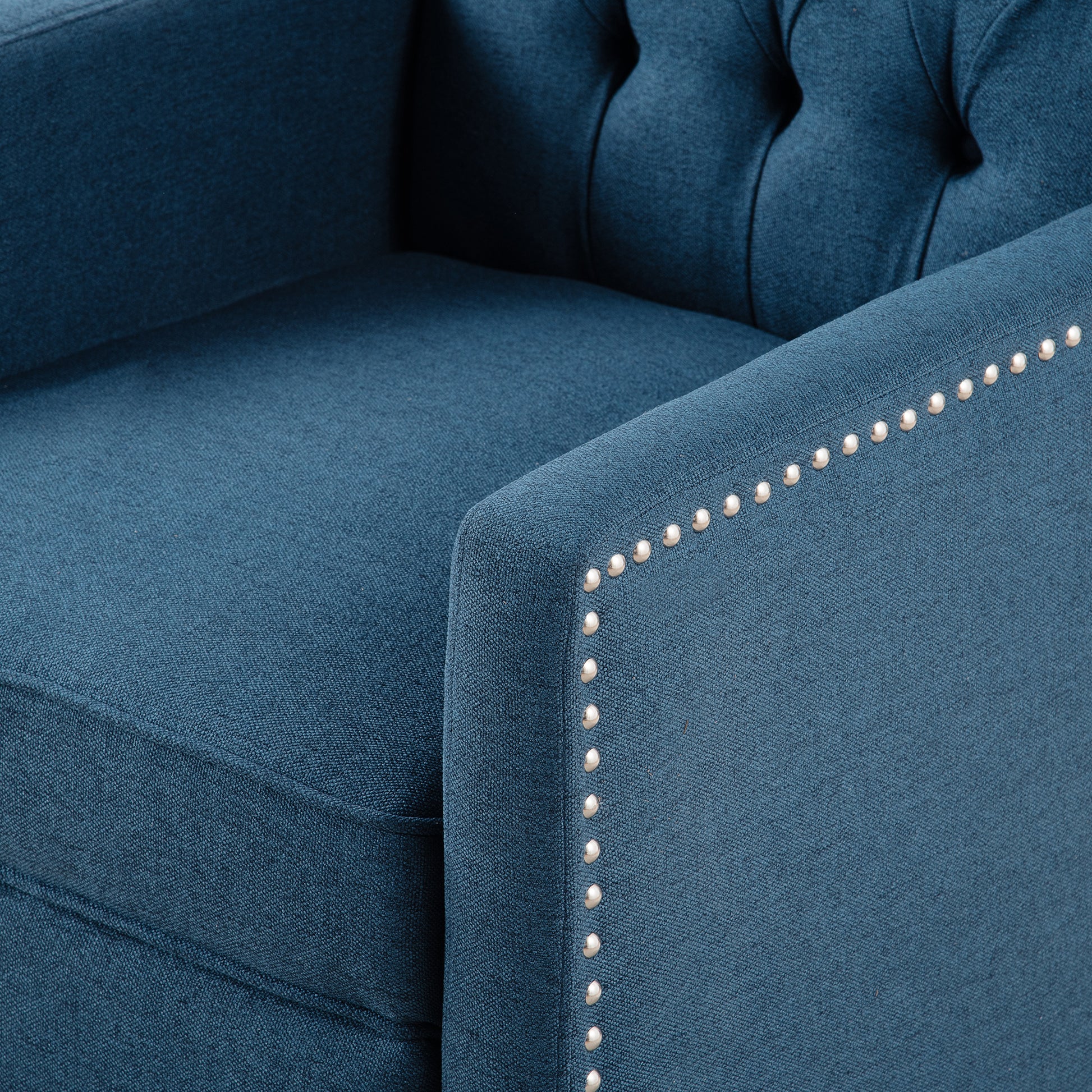 27.16" Wide Manual Wing Chair Recliner Blue Polyester