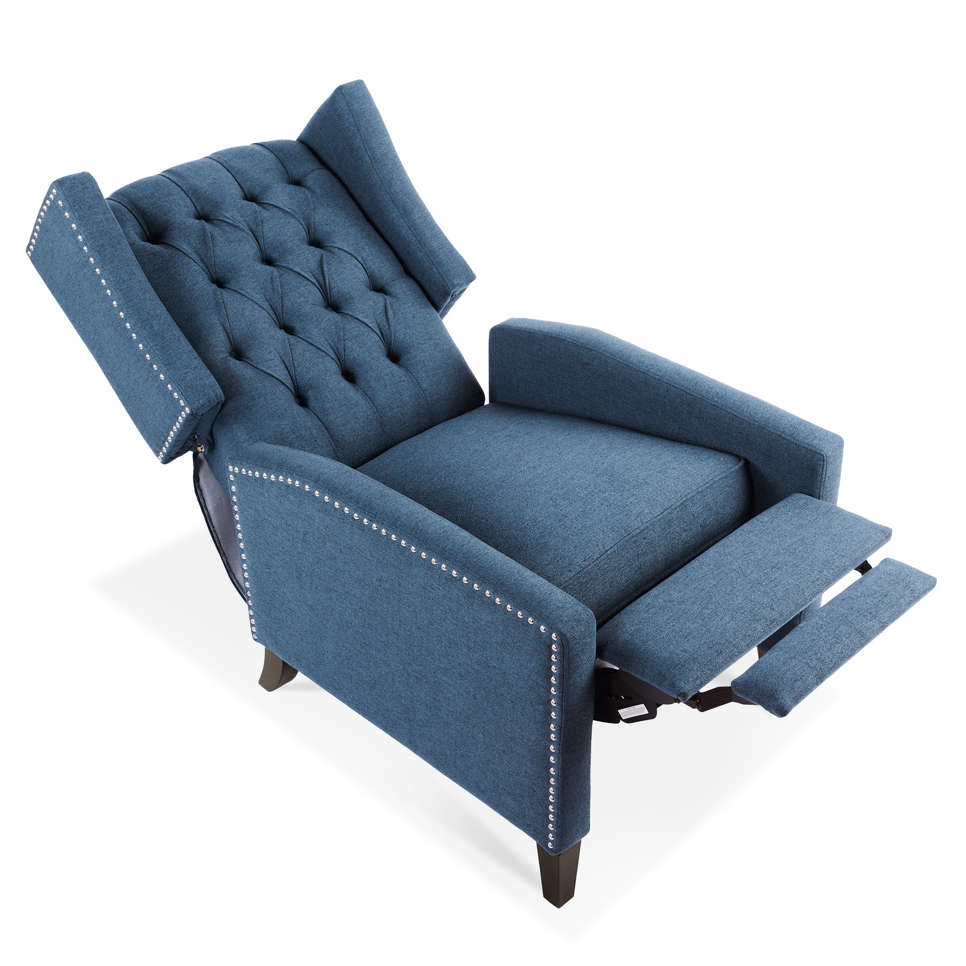 27.16" Wide Manual Wing Chair Recliner Blue Polyester