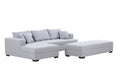 Tufted Fabric 3 Seat L Shape Sectional Sofa Couch Set light grey-fabric
