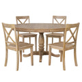 Modern Dining Table Set For 4,Round Table And 4 Kitchen Room Chairs,5 Piece Kitchen Table Set For Dining Room,Dinette,Breakfast Nook,Natural Wood Wash Natural Wood Wash Mdf Solid Wood Mdf