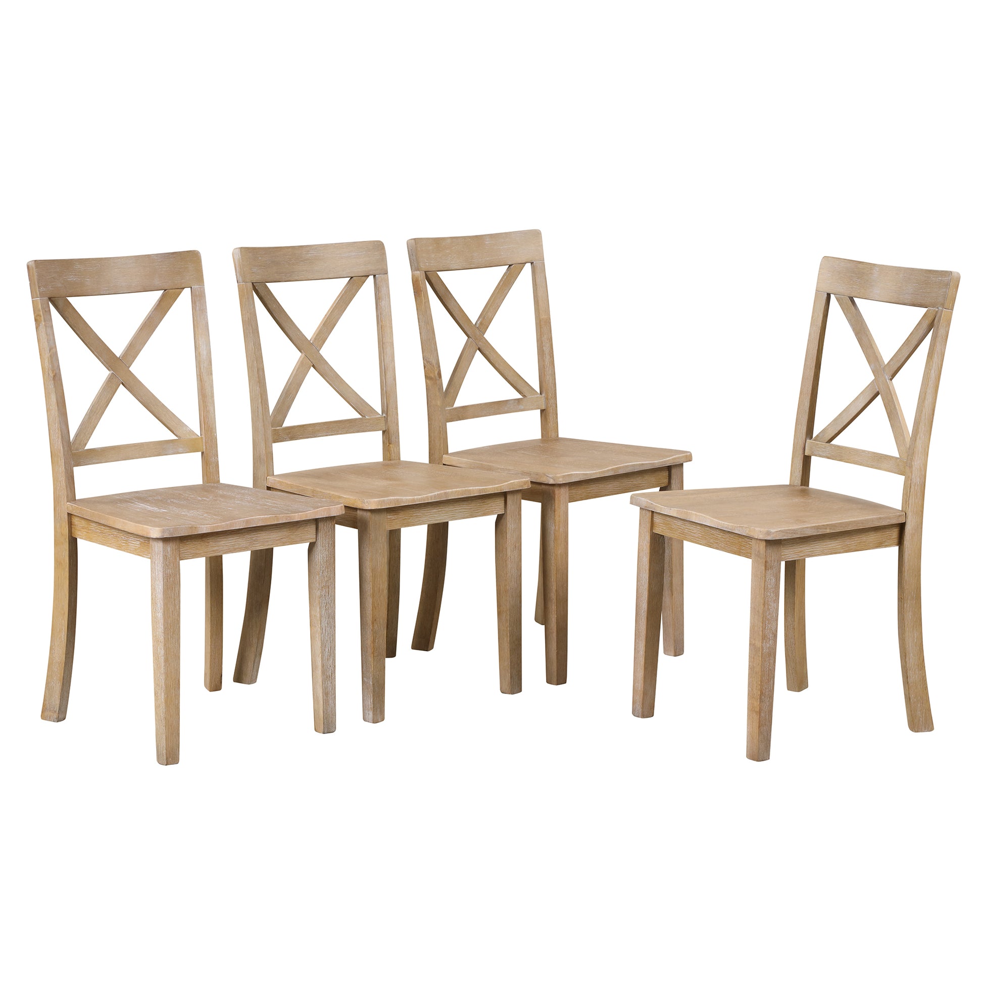 Modern Dining Table Set For 4,Round Table And 4 Kitchen Room Chairs,5 Piece Kitchen Table Set For Dining Room,Dinette,Breakfast Nook,Natural Wood Wash Natural Wood Wash Mdf Solid Wood Mdf