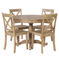 Modern Dining Table Set For 4,Round Table And 4 Kitchen Room Chairs,5 Piece Kitchen Table Set For Dining Room,Dinette,Breakfast Nook,Natural Wood Wash Natural Wood Wash Mdf Solid Wood Mdf