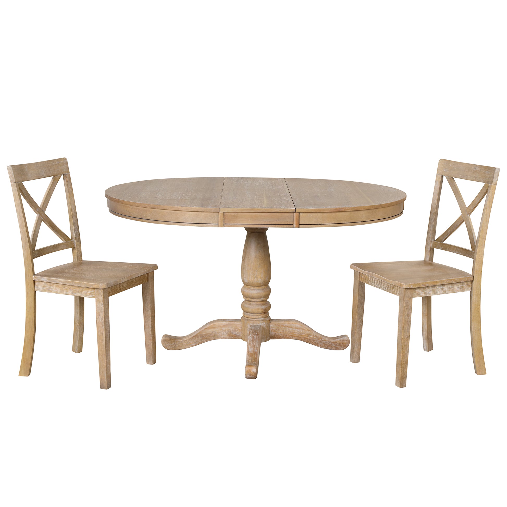 Modern Dining Table Set For 4,Round Table And 4 Kitchen Room Chairs,5 Piece Kitchen Table Set For Dining Room,Dinette,Breakfast Nook,Natural Wood Wash Natural Wood Wash Mdf Solid Wood Mdf