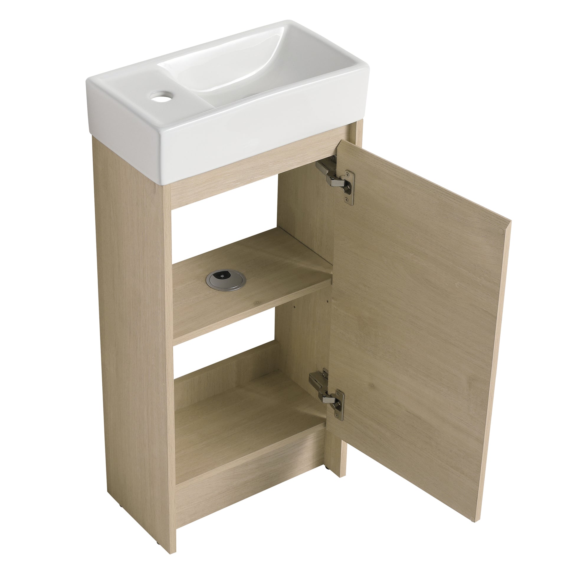 16 Inch Bathroom Vanity With Single Sink,Soft Closing plain light