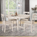 Modern Dining Table Set For 4,Round Table And 4 Kitchen Room Chairs,5 Piece Kitchen Table Set For Dining Room,Dinette,Breakfast Nook,Antique White Antique White Mdf Solid Wood Mdf