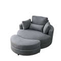 Video Welike Swivel Accent Barrel Modern Dark Grey Sofa Lounge Club Big Round Chair With Storage Ottoman Linen Fabric For Living Room Hotel With Pillows Dark Grey Foam Fabric