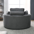 Video Welike Swivel Accent Barrel Modern Dark Grey Sofa Lounge Club Big Round Chair With Storage Ottoman Linen Fabric For Living Room Hotel With Pillows Dark Grey Foam Fabric