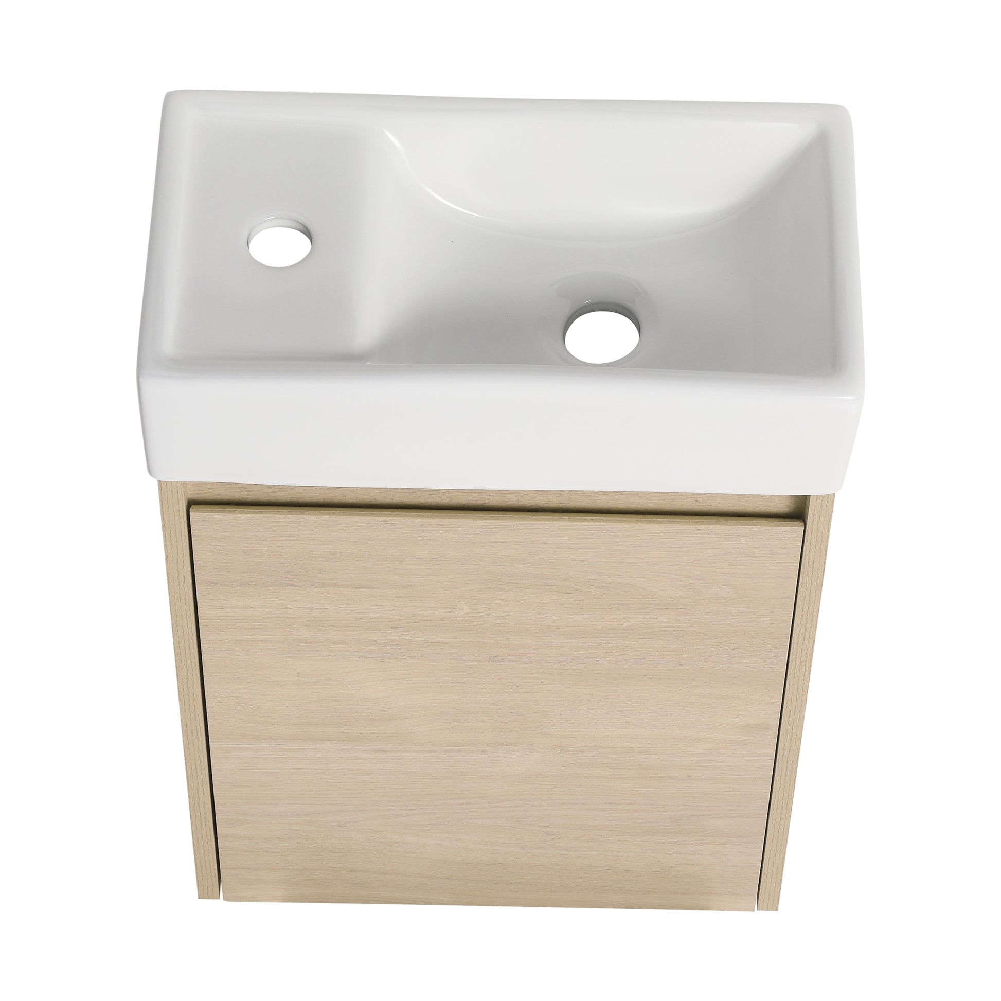 16 Inch Floating Bathroom Vanity With Single Sink,Soft plain light oak-plywood