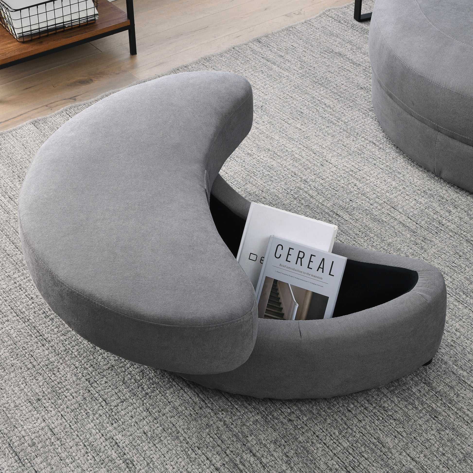 Video Welike Swivel Accent Barrel Modern Dark Grey Sofa Lounge Club Big Round Chair With Storage Ottoman Linen Fabric For Living Room Hotel With Pillows Dark Grey Foam Fabric