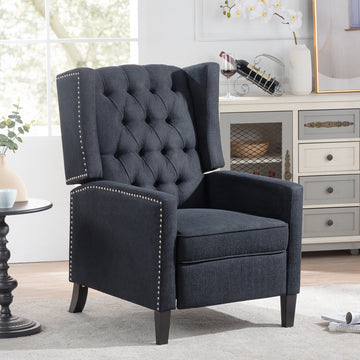 27.16" Wide Manual Wing Chair Recliner Black Fabric