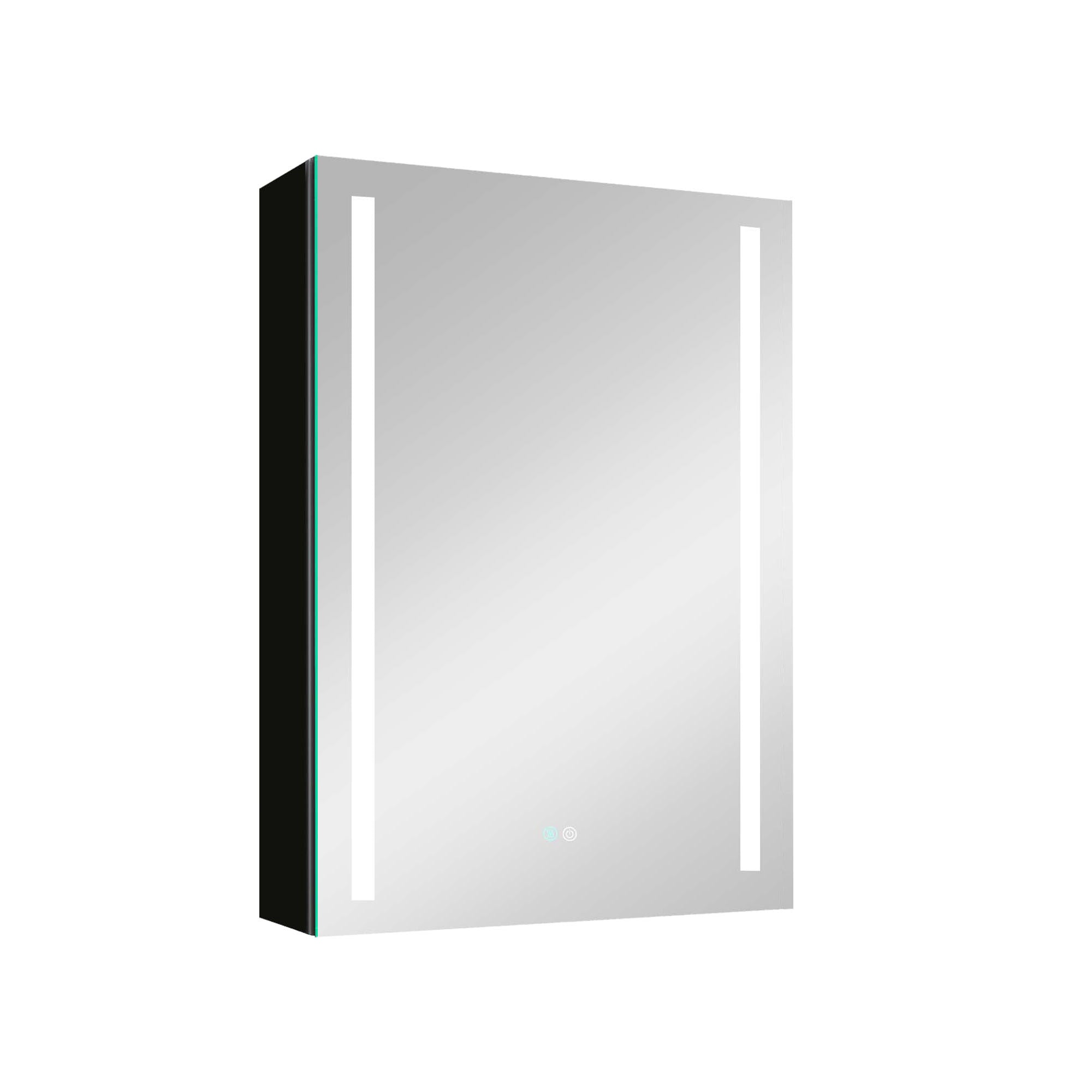 30x20 inch LED Bathroom Medicine Cabinet Surface black-modern-aluminium