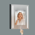 30X20 Inch Led Bathroom Medicine Cabinet Surface Mounted Cabinets With Lighted Mirror Black Modern Aluminium