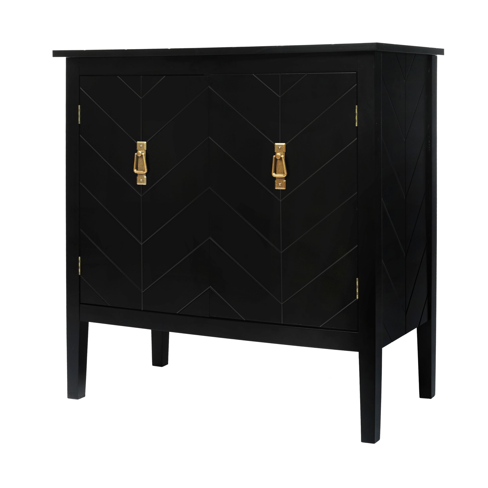 2 Door Wooden Cabinets, Black Wood Cabinet Vintage Style Sideboard For Living Room Dining Room Office Black Mdf