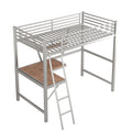 Twin Size Loft Metal&Mdf Bed With Desk And Shelf, Silver Old Sku:Sm001105Aan 1 Twin Silver Metal