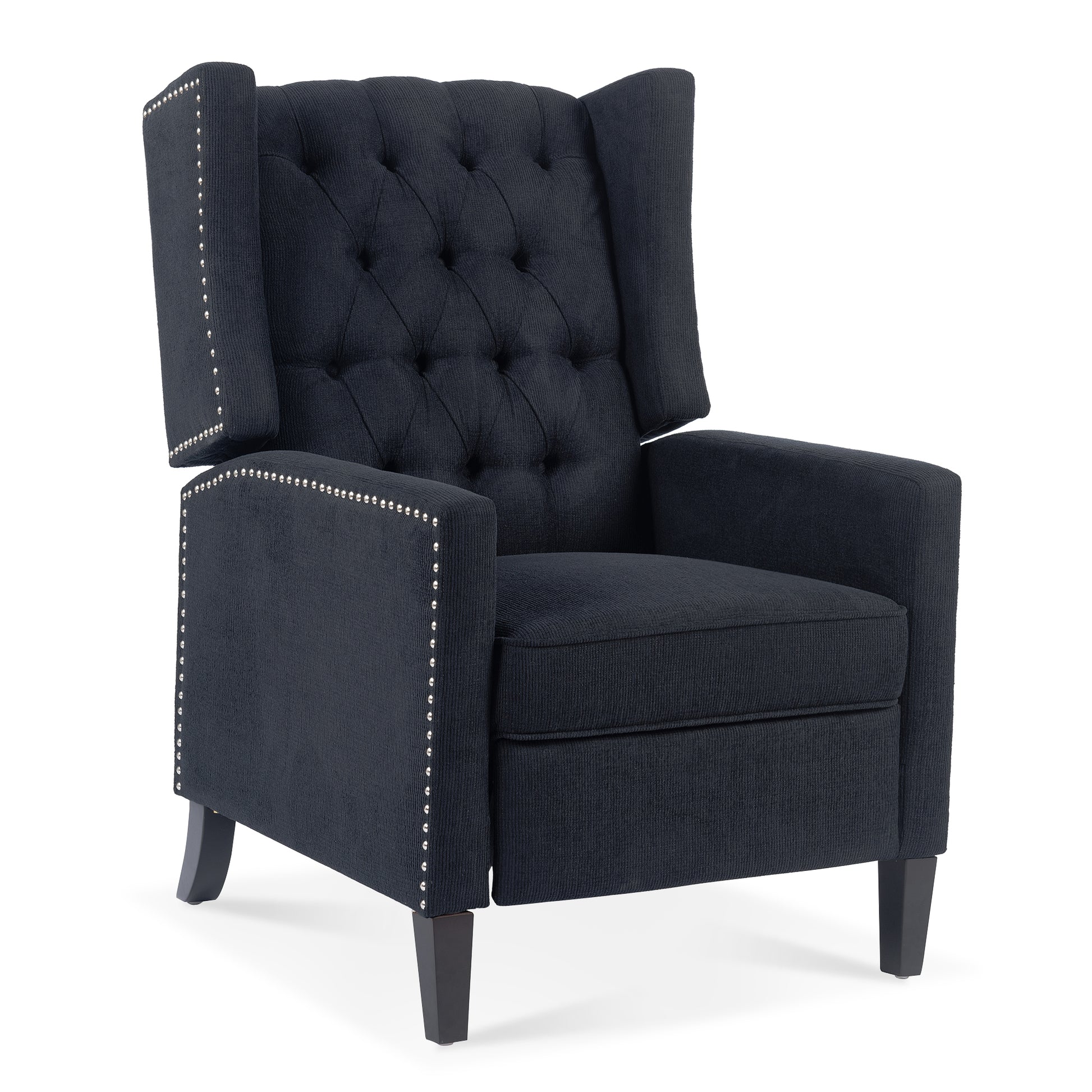 27.16" Wide Manual Wing Chair Recliner Black Fabric