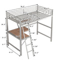 Twin Size Loft Metal&Mdf Bed With Desk And Shelf, Silver Old Sku:Sm001105Aan 1 Twin Silver Metal