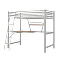 Twin Size Loft Metal&Mdf Bed With Desk And Shelf, Silver Old Sku:Sm001105Aan 1 Twin Silver Metal