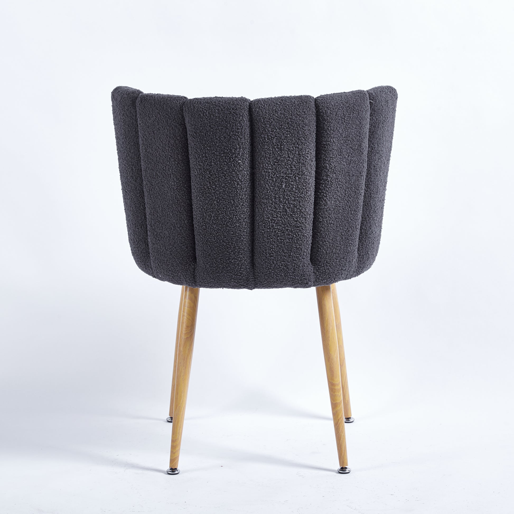 Modern Gray Dining Chair Set Of 2 With Iron Tube Wood Color Legs, Shorthair Cushions And Comfortable Backrest, Suitable For Dining Room, Living Room, Cafe, Simple Structure. Grey Fabric