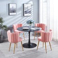 Modern Pink Dining Chair Set Of 2 With Iron Tube Wood Color Legs, Shorthair Cushions And Comfortable Backrest, Suitable For Dining Room, Living Room, Cafe, Simple Structure. Light Pink Fabric