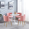 Modern Pink Dining Chair Set Of 2 With Iron Tube Wood Color Legs, Shorthair Cushions And Comfortable Backrest, Suitable For Dining Room, Living Room, Cafe, Simple Structure. Light Pink Fabric