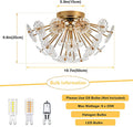 Flush Mount Ceiling Light, Crystal Chandelier Light Fixture Sputnik Firework Ceiling Lamp Modern Golden Close To Ceiling Light Gold Metal