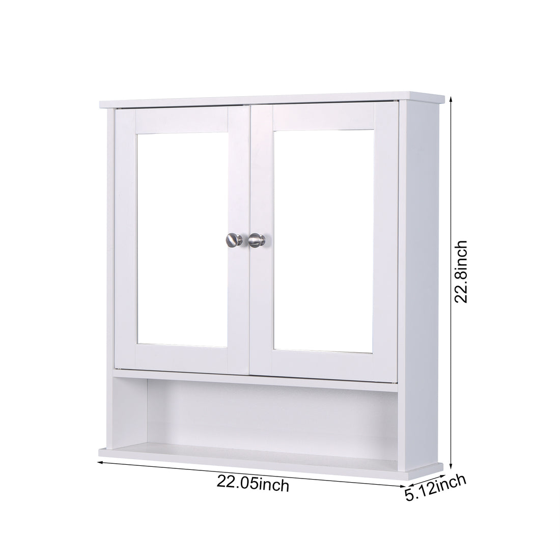 Wall Mounted Bathroom Cabinet With 2 Mirror Doors And Adjustable Shelf White Mdf