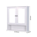 Wall Mounted Bathroom Cabinet With 2 Mirror Doors And Adjustable Shelf White Mdf