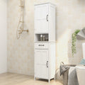 Double Door Narrow Height Slim Floor Standing Cabinet White Mdf