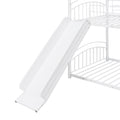 Twin Over Twin Metal Bunk Bed With Slide,Kids House Bed White White Metal