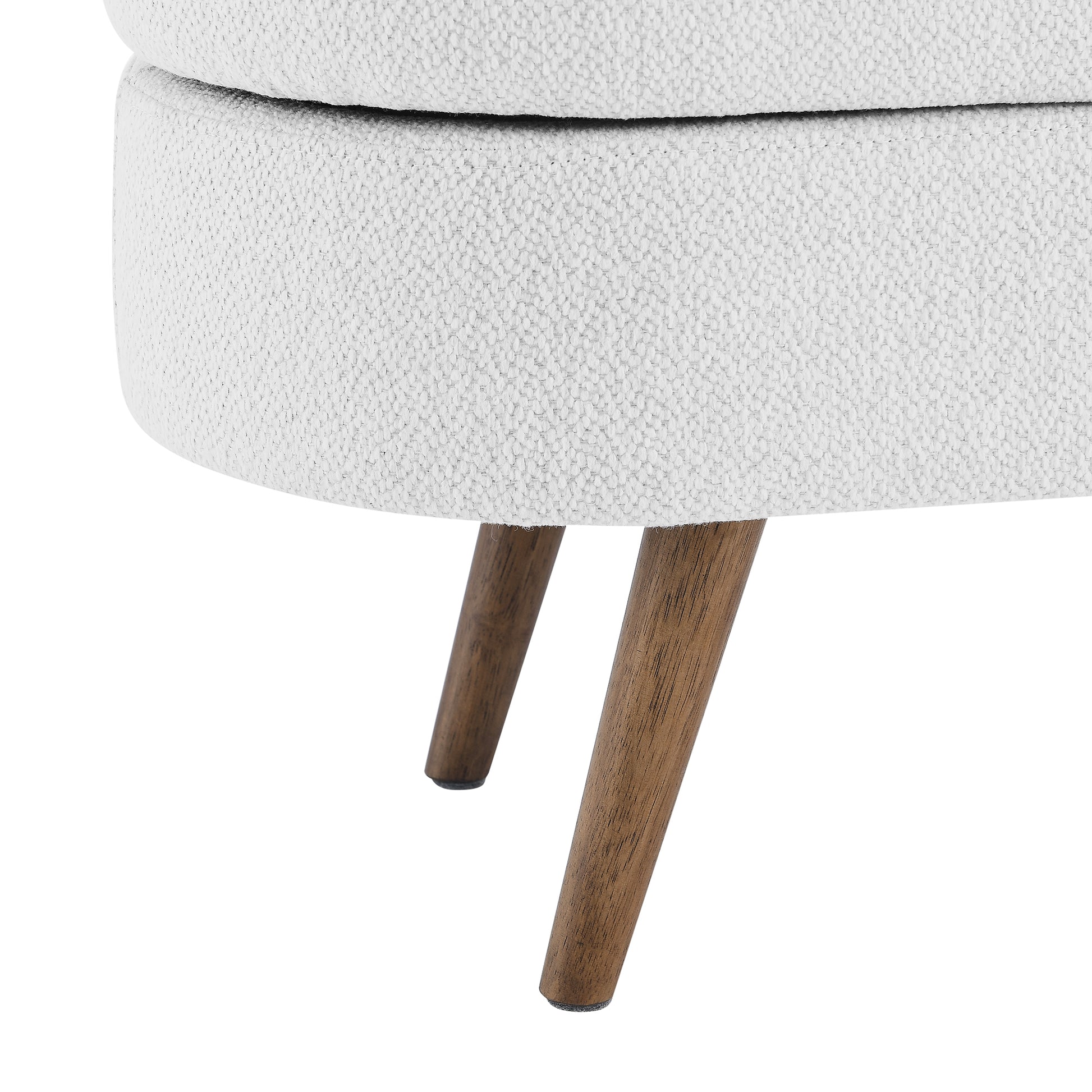 Ottoman Oval Storage Bench,Rubber Wood Legs,White 43.5"X16"X16" White Linen