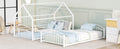 Twin Over Twin Metal Bunk Bed With Slide,Kids House Bed White White Metal